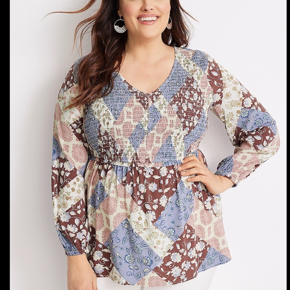Patchwork Print Women's Top